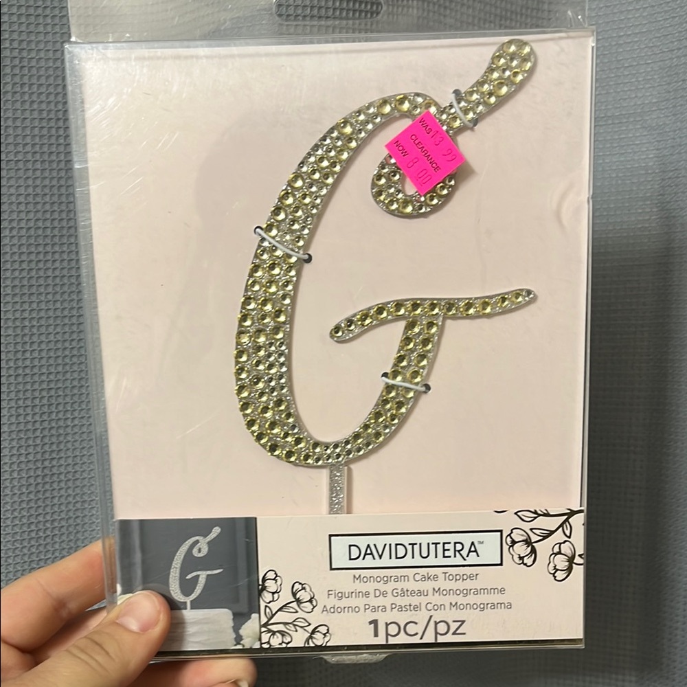 David Tutera Gold G Monogram Cake Topper